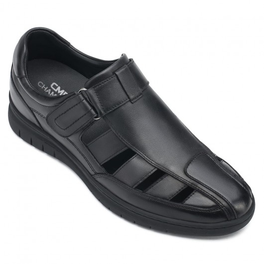 elevator sandals - black height increasing sandals - men's sandals that make you taller 6 CM / 2.36 Inches