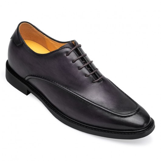 dress elevator shoes - dark purple Hidden Heel Shoes For Men - Handcrafted Patina Leather Oxfords 7CM / 2.76 inches