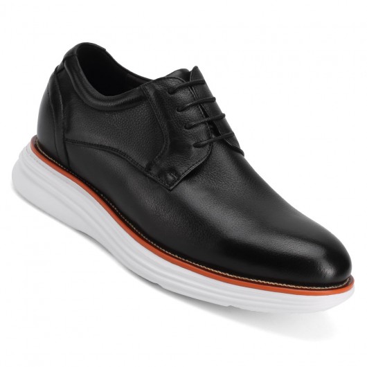 Business Casual Elevator Shoes - Black Leather Shoes That Make Men Taller 8 CM / 3.15 inches