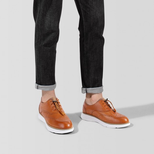 men's raised shoes - casual height increase shoes - brown mens shoes that make you taller 6 CM / 2.36 Inches