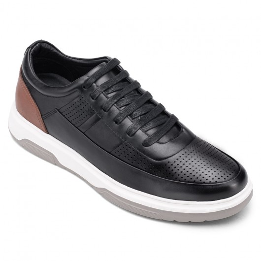 height enhancing shoes - men's shoes make you look taller - black leather casual men shoes taller 6 CM / 2.36 inches