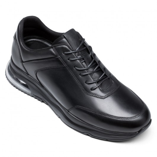 Elevator Sneakers - Height Increasing Shoes for Men - Black Leather Casual Shoes 7CM/ 2.76 inches taller