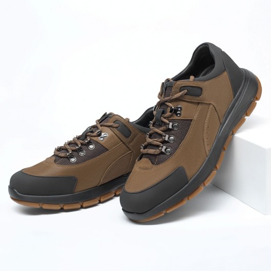 height enhancing shoes - increasing shoes for men - Khaki men's outdoor hiking shoes 7 CM / 2.76 Inches