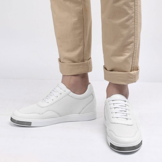 White Height Increasing Sneaker Casual High Heel Lift Skate Shoes Tall Men Shoes Mens Lifting Shoes 6CM