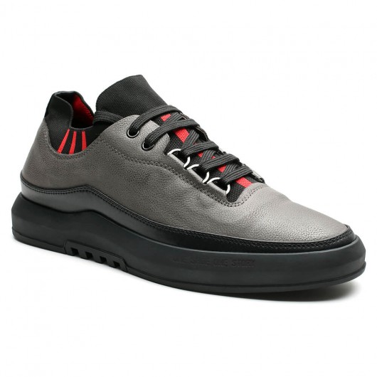 Casual heel lift shoes for men height increasing walking shoes taller shoes grey 6 CM /2.36 Inches