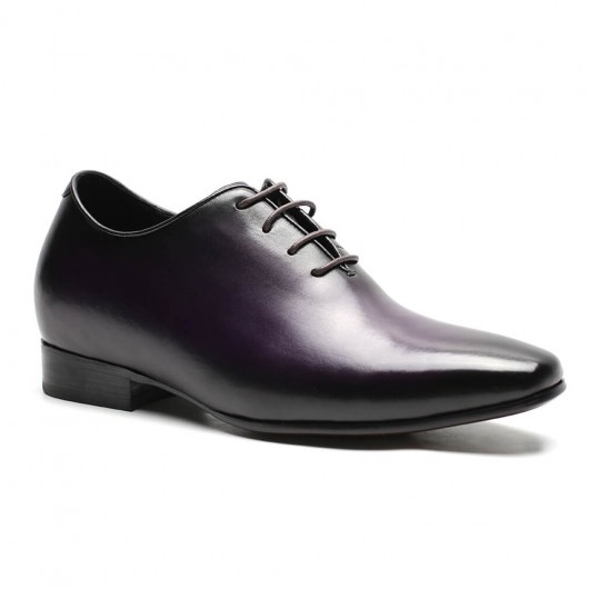 Chamaripa Formal Height Increasing Shoes High Heel Men Dress Shoes Purple Elevator Dress Shoes 7 CM / 2.76 Inches