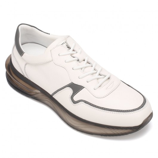 height increasing shoes - height increasing sneakers for men - white leather men‘s sports shoes taller 5 CM / 1.95 Inches