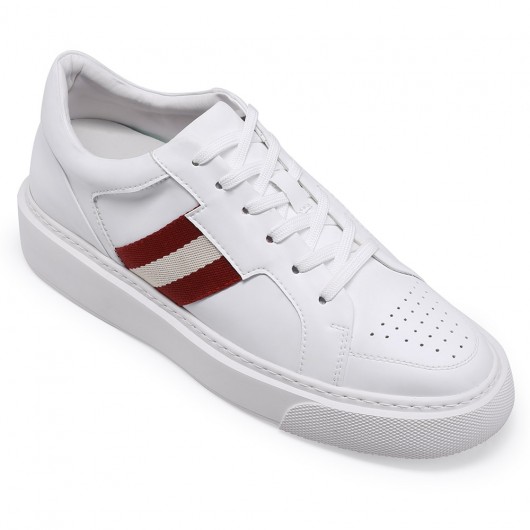 CHAMARIPA height increasing sneakers for men - High Heel Sneakers for Men - white low top leather sneakers - 6CM/2.36 Inches taller