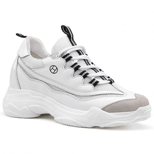 Chamaripa women hidden heel  height increasing sneakers white 8 CM / 3.15 Inches
