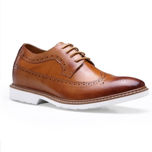 Brown Height Increasing Shoes Men Bullock Lifting Shoes Make You Taller 6.5CM/2.56 Inch Casual Elevator Shoes