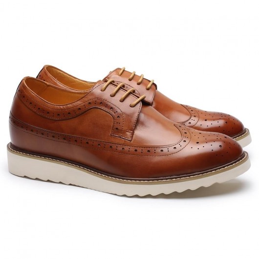 Chamaripa elevator shoes brown oxfords shoes that make you taller 7 CM /2.76 Inches