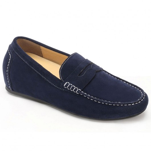 CHAMARIPA elevator loafer for men navy suede penny loafer make you 7CM/2.76 Inches taller