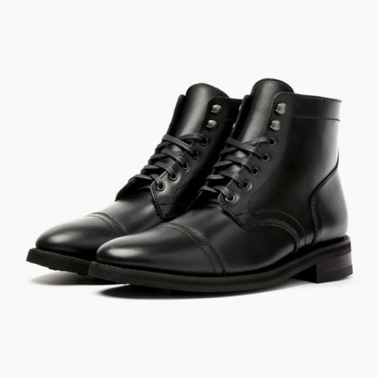 men's hidden high heel shoes boots - handcrafted luxury customize black men's boots 7CM / 2.76 Inches