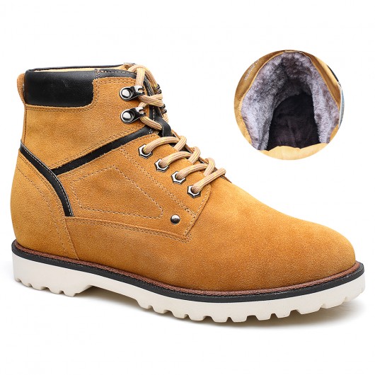 height increase boots for men winter suede boots velvet lift boots for men 7 CM /2.76 Inches