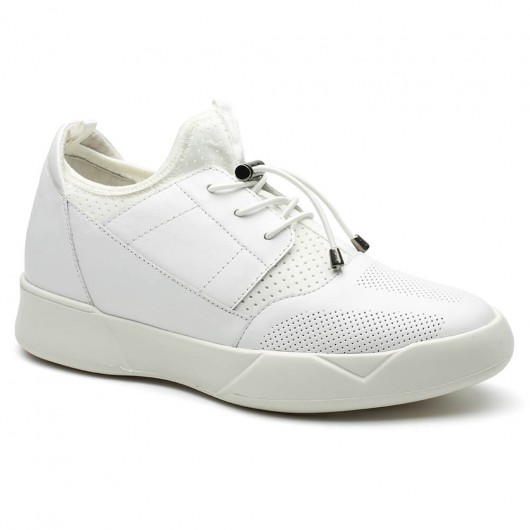 Walk Tall Shoes Grow Taller White Height Increasing Sports Shoes Elevator Sneaker 7 CM / 2.76 Inches