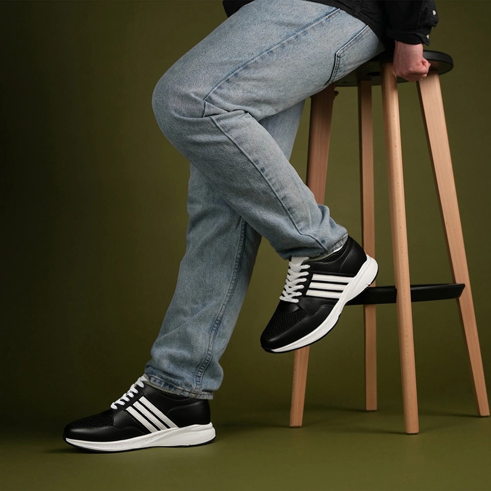 Zwarte mesh verhoogde sneakers 8CM / 8 cm