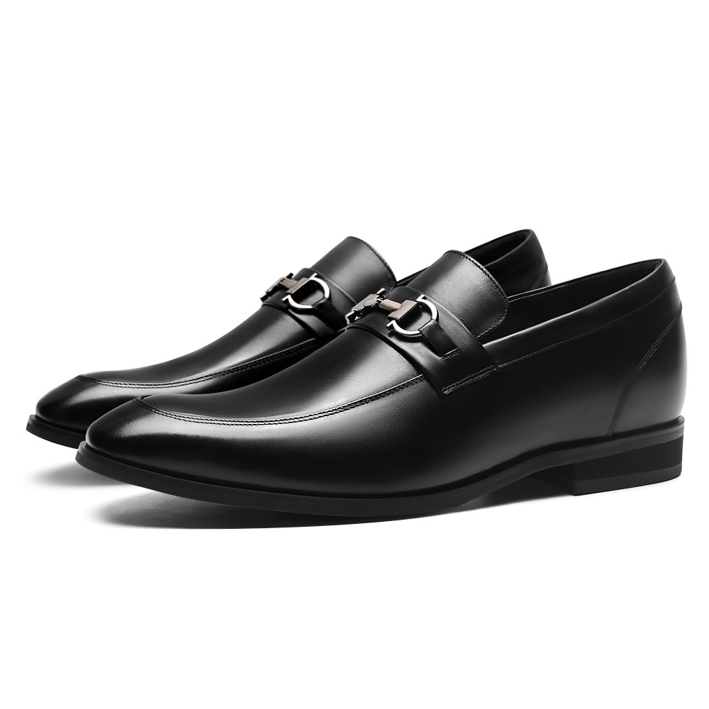 Chamaripa Shoes Canada Men Shoes With Heels Bit Loafers Black Leather Slip-On Tall Men Shoes