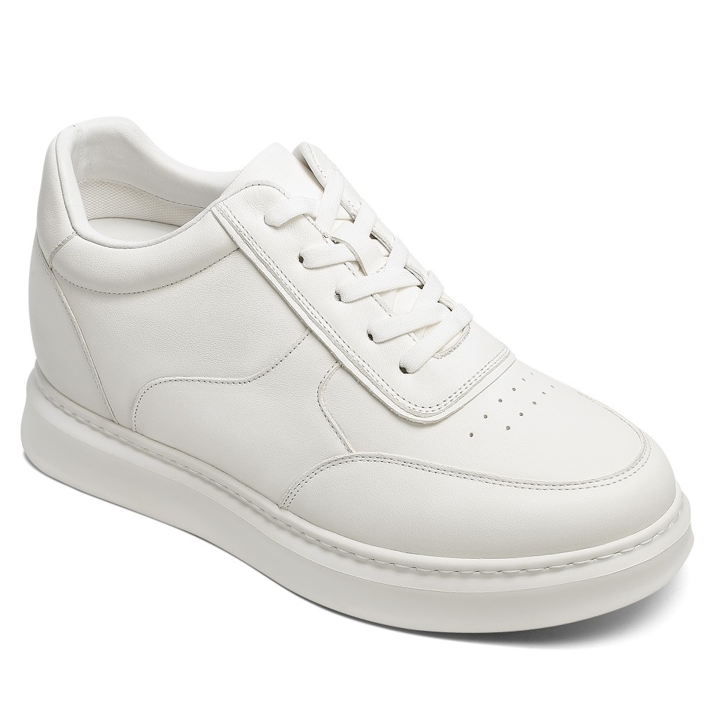 White Leather Elevator Shoes