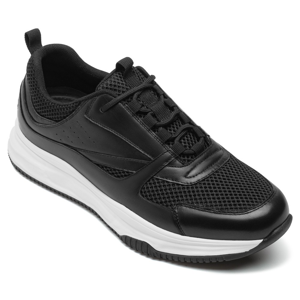 height increase sports shoes - breathable men's black sneakers that make you taller 7CM / 2.76 Inches