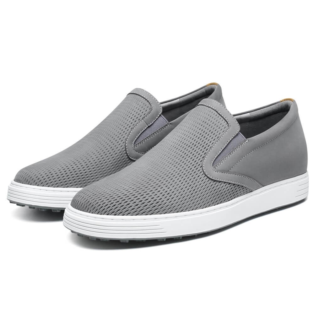 Chamaripa Shoes Canada Grey Casual Slip-on Elevator Shoes 2.36 Inches / 6 CM