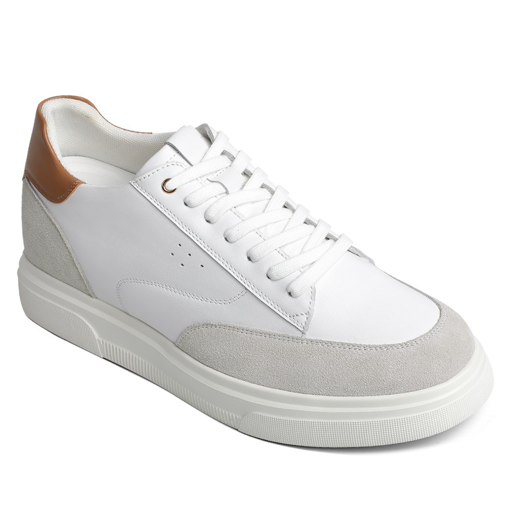White Leather Casual Taller Shoes