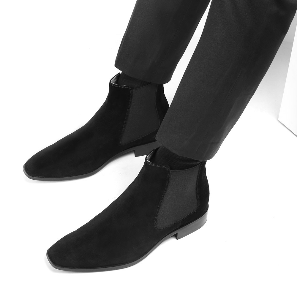 Men's Black Suede Ankle Boots