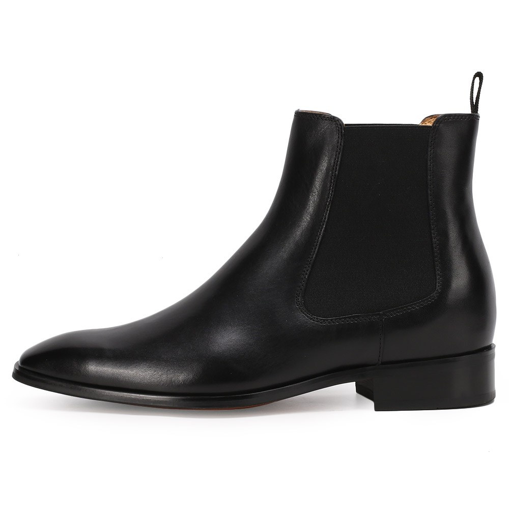 CHAMARIPA Height Increasing Chelsea boots Black Leather Tall Men Shoes ...