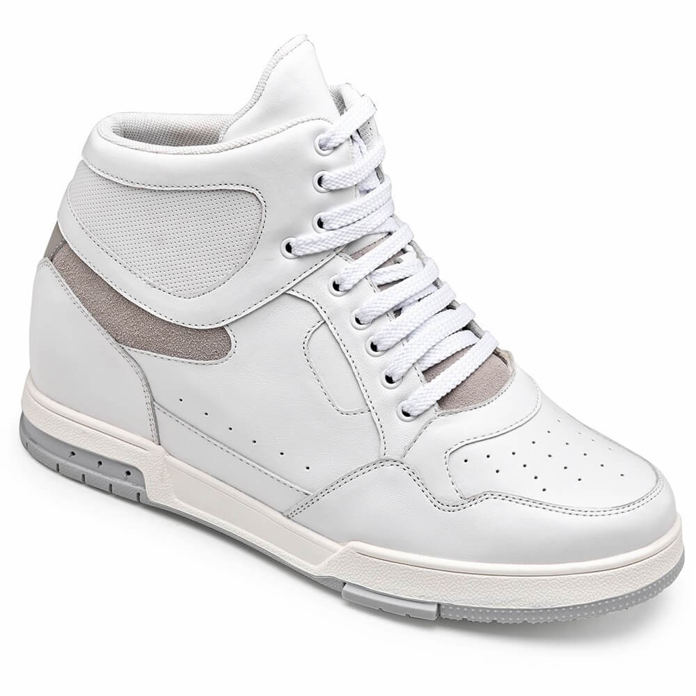 CHAMARIPA Elevator Sneaker For Men White Leather High Top Height ...