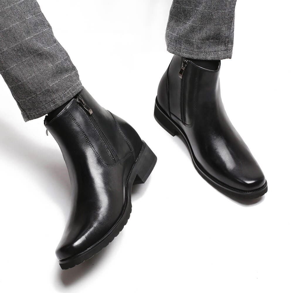 Men's Black Zipper Ankle Boots