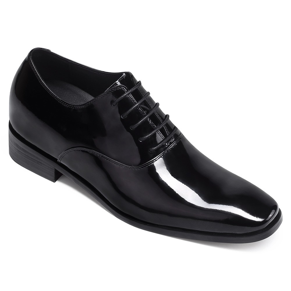 Chamaripa Shoes Canada Glossy Patent Leather Tuxedo Men's Height Increasing Dress Shoes That Make You 2.76 Inches / 7 CM Taller