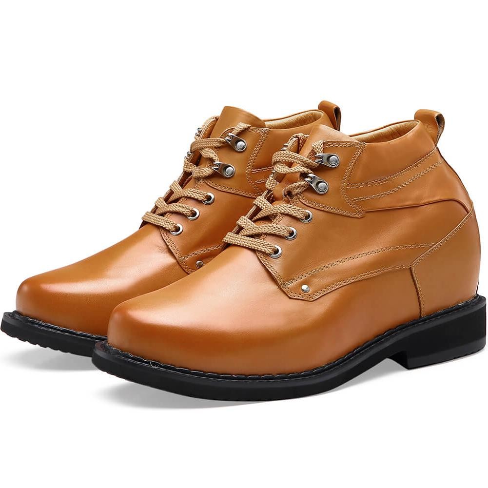 Chamaripa Men's Hidden Heel Brown Elevator Shoes