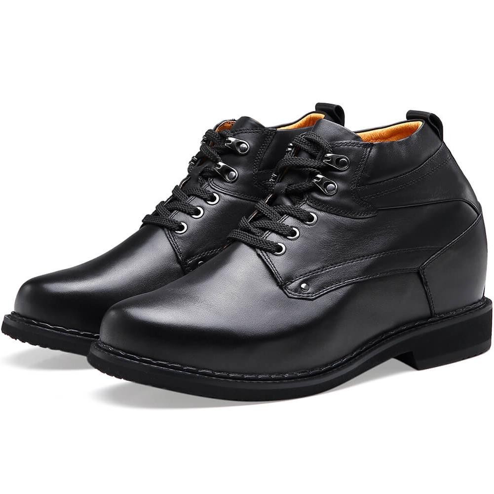 Chaussures de ville noires à talonnette augmentant la hauteur pour hommes