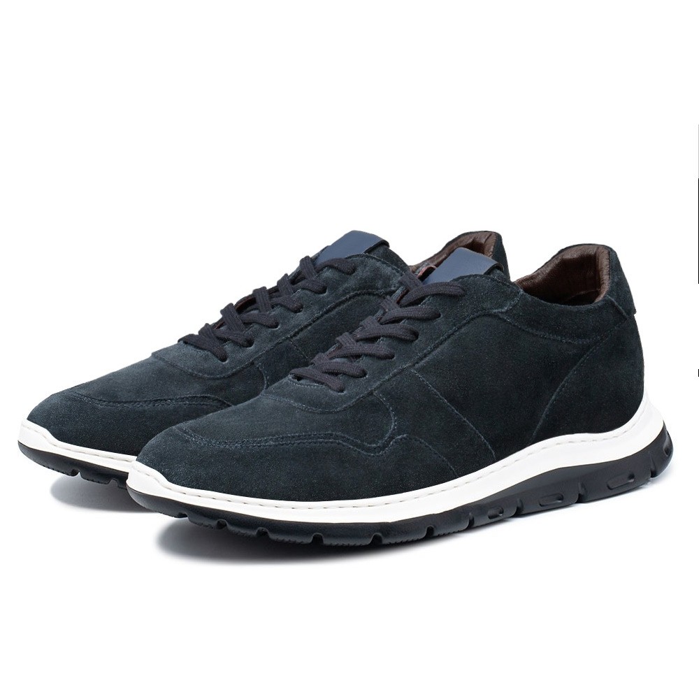 Chamaripa Shoes Canada Navy Suede Elevator Sneakers For Men 2.76 Inches / 7CM