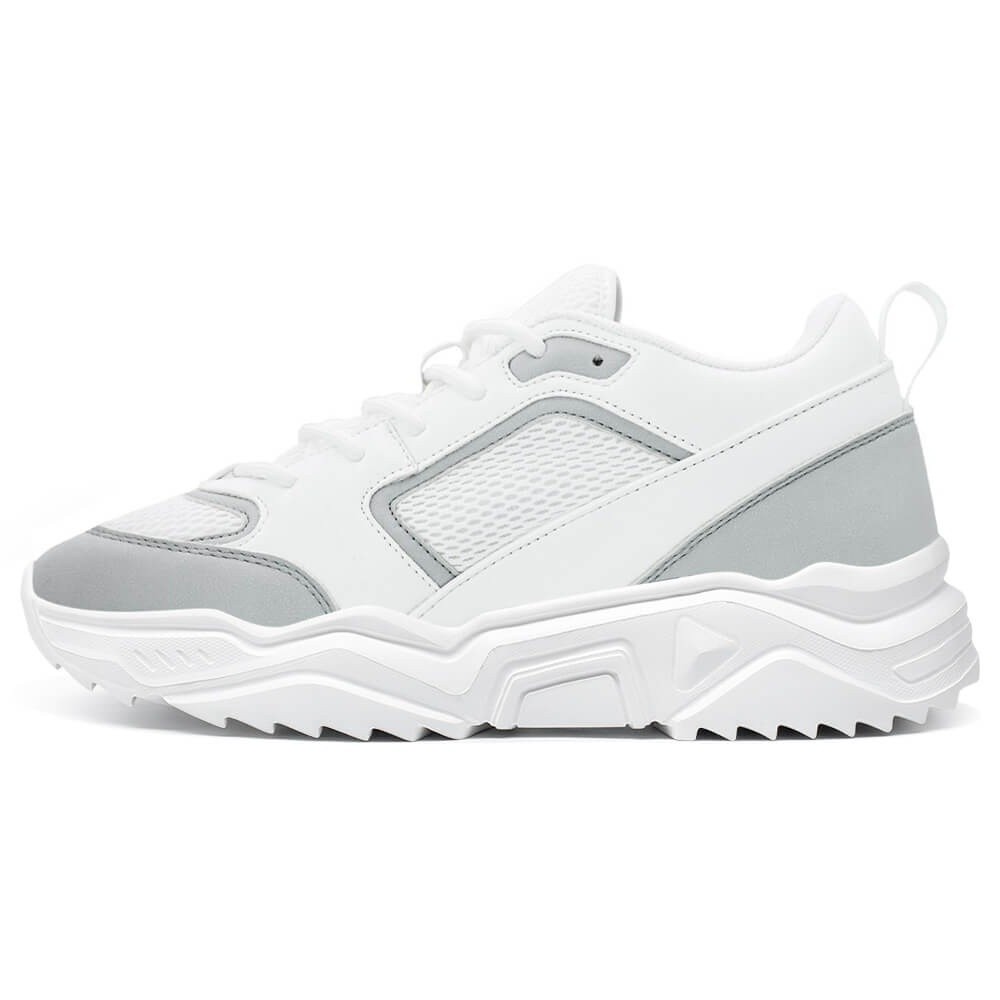 CMR CHAMARIPA Tallmenshoes - White Leather Elevator Sports Shoes 3.15 Inches / 8CM