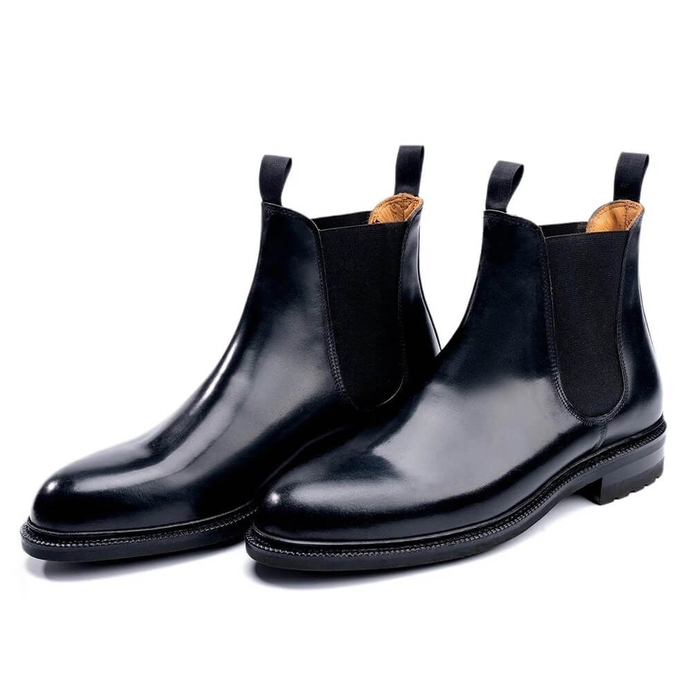 Chamaripa Shoes Canada Black Shell Cordovan Men's Height Increasing Chelsea Boots 2.76 Inches / 7 CM