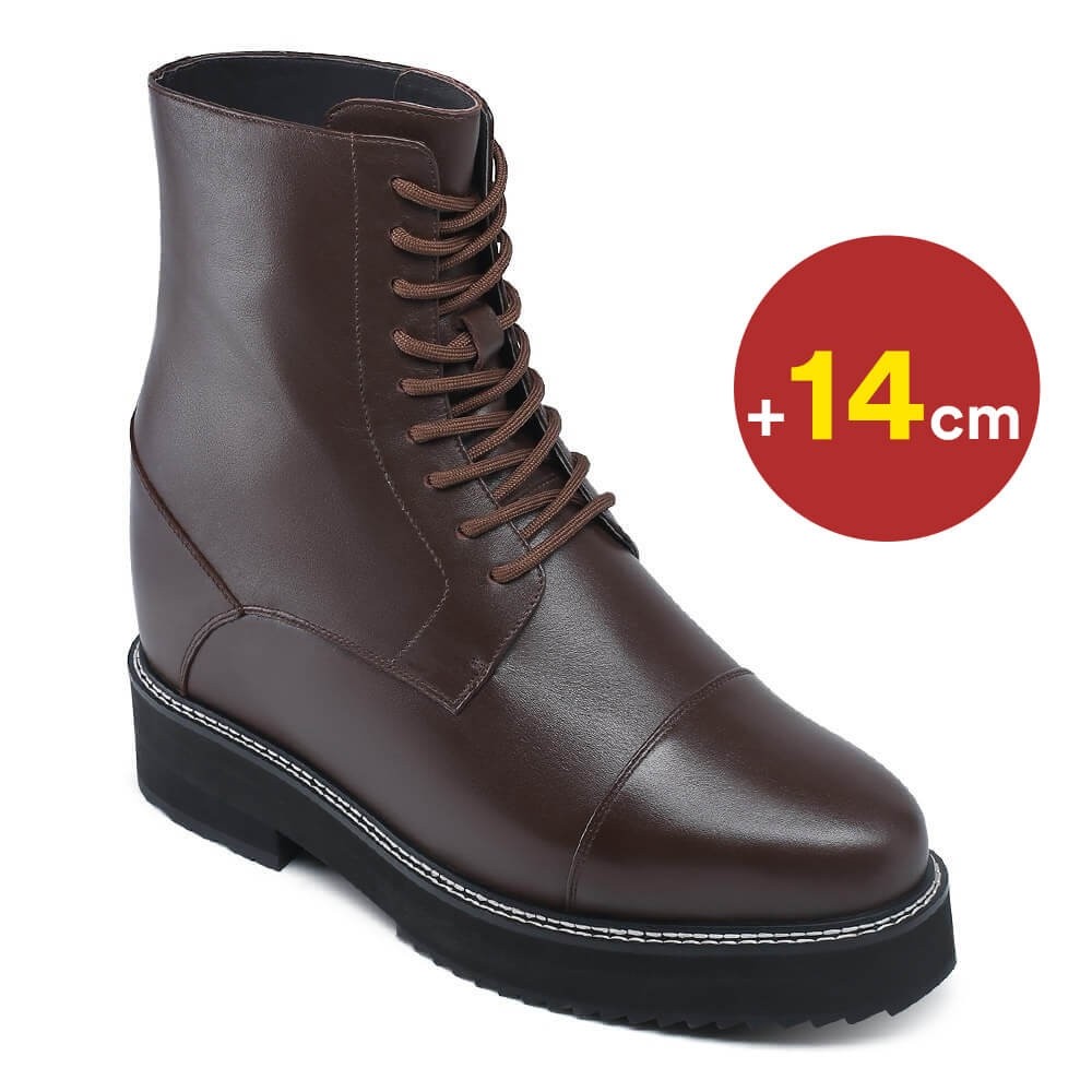 Elevator Boots Mens Boots That Make You - Brown High Top Boots 14 CM / 5.51 Inches