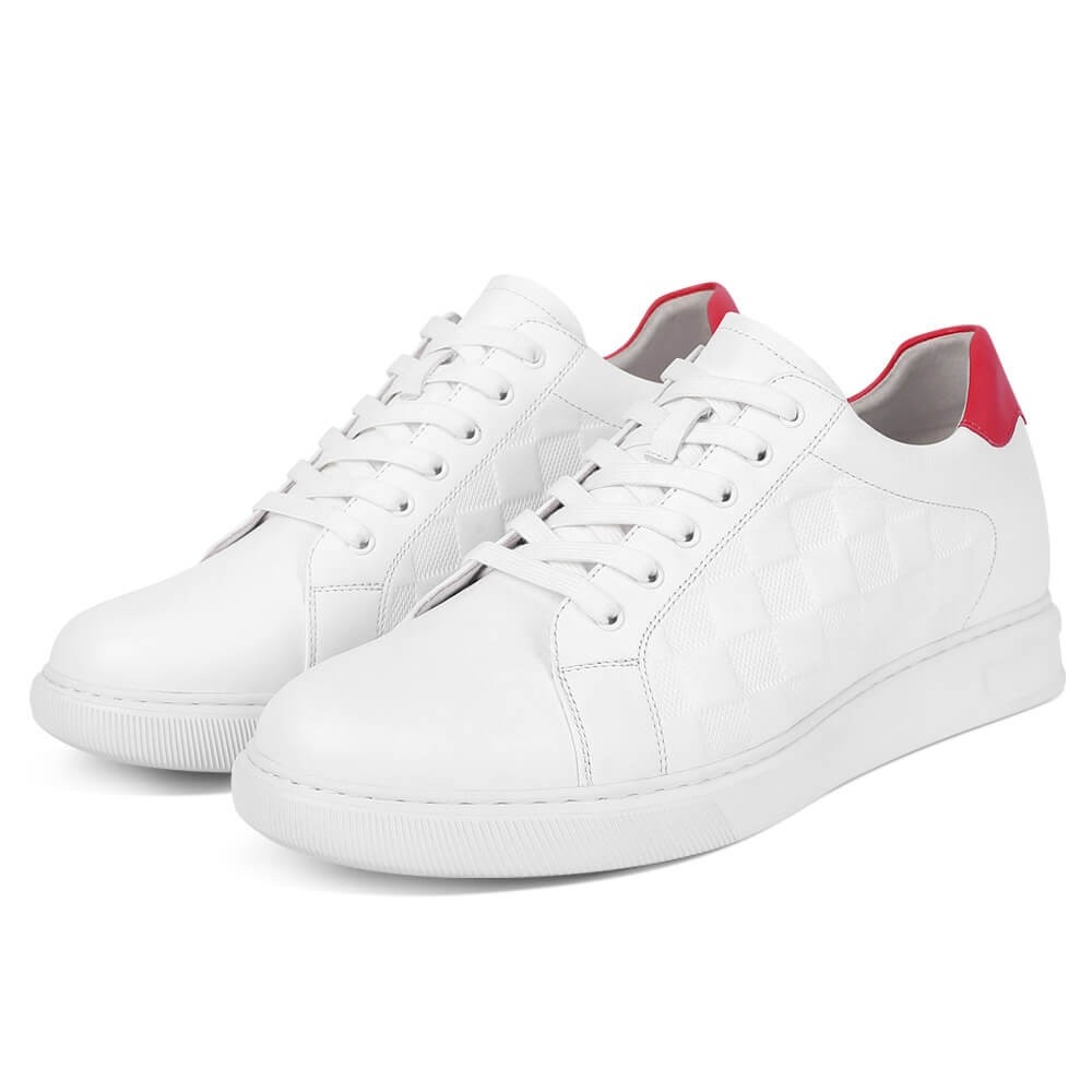 Chamaripa Shoes Canada Casual White Leather Elevator Sports Shoes For Men 2.76 Inches / 7 CM
