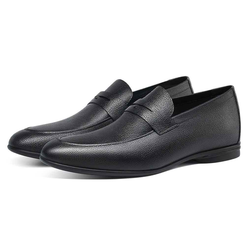 Chamaripa Shoes Canada Height Increasing Shoes For Men - Loafer Height Boost Shoes - Black Leather Men Taller Shoes 1.95 Inches / 5 CM