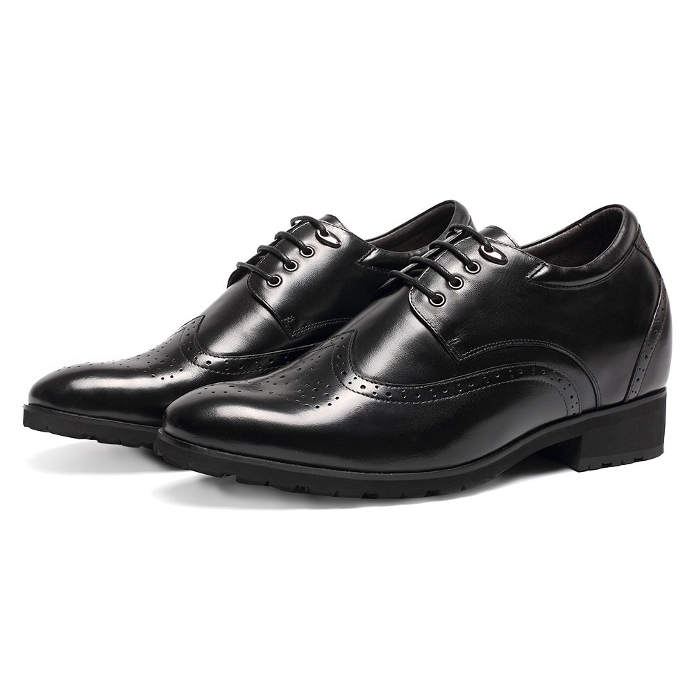 Schwarze Derby Schuhe mit verstecktem Absatz für Herren