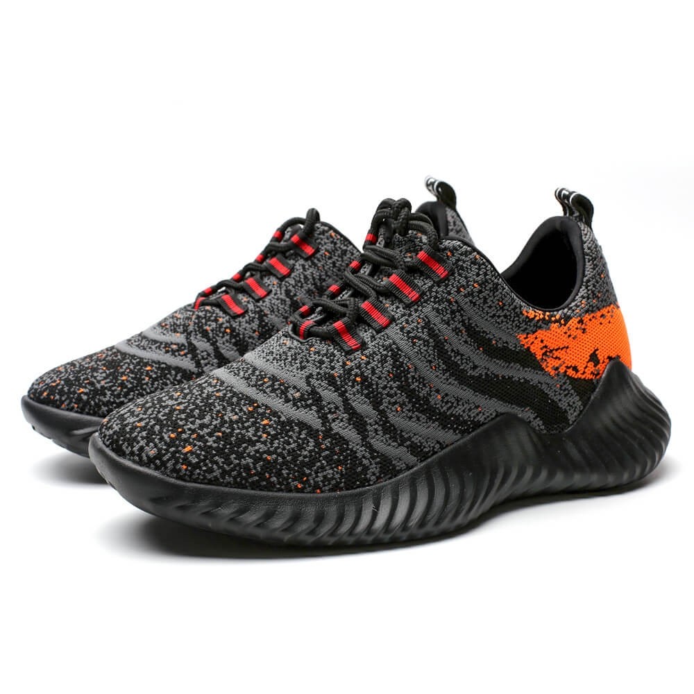 Height Increasing Trainers Knit Elevator Sports Shoes Lightweight Men Taller Shoes Gray / Orange 6CM / 2.36 Inches