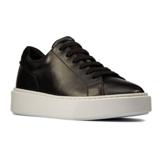 Black Leather Wedge Sneakers
