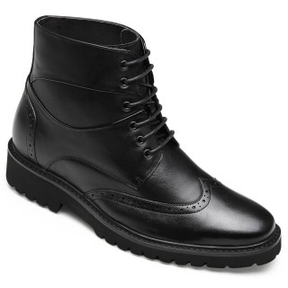 CHAMARIPA men's dress elevator boots black leather wingtip boots for men 7CM / 2.76 Inches