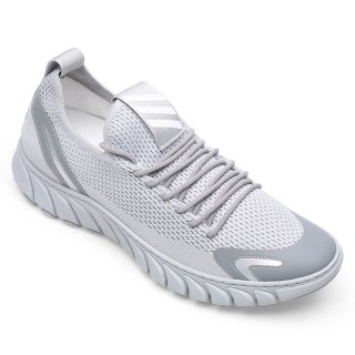 Men's Elevator Shoes Sneakers - Gray Height Increasing Sneakers - Shoes That Make You Taller 6 CM / 2.36 Inches