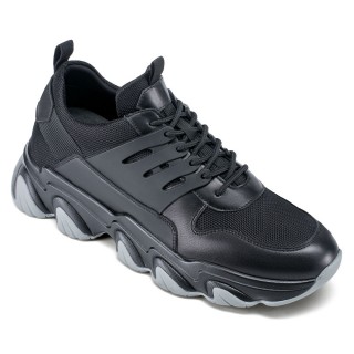 height increase sneakers - sneakers that make you taller - black breathable fashion men walking shoes 8 CM / 3.15 Inches