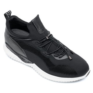 Chamaripa Black Elevator Shoes Height Increasing Sneaker Lift Shoes Make You Taller 7cm/2.76 Inches