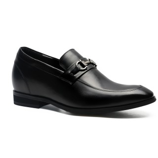 Black Leather Slip-On Tall Men Shoes