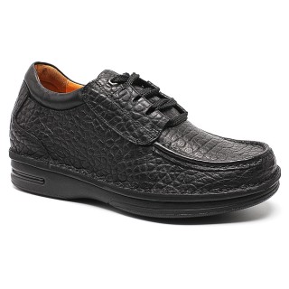 Crocodile Grain Men Heel Lift Shoes Casual Leather Men's Elevator Shoes 7CM /2.76 Inches