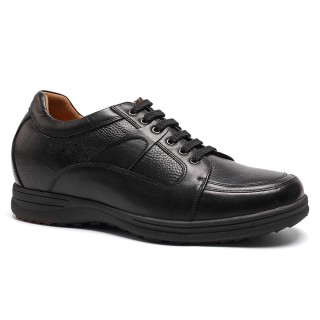 Black cow leather business casual height increasing shoes