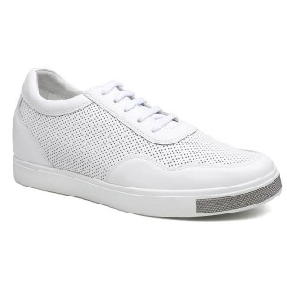 White Height Increasing Sneaker Casual High Heel Lift Skate Shoes Tall Men Shoes