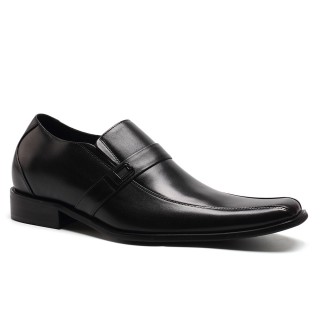 Black Leather Lifted Dress Shoes For Men